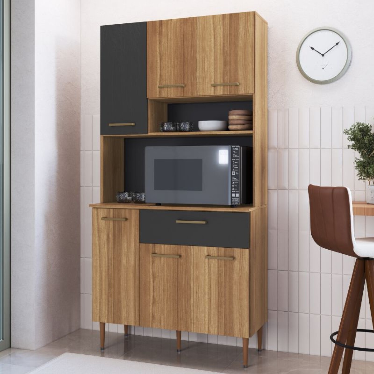 KIT COCINA 6 PUERTAS 1 CAJON NOGAL/GRAFITO 