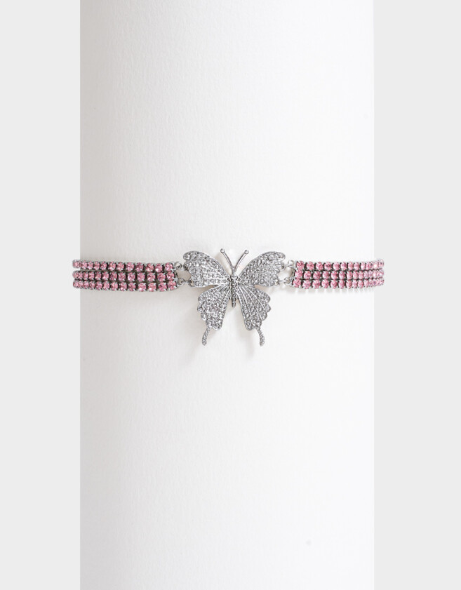 Chokers Con Mariposas Choker Mariposa Strass - Plateado