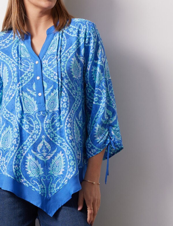 Blusa Plisado AZUL/MULTI