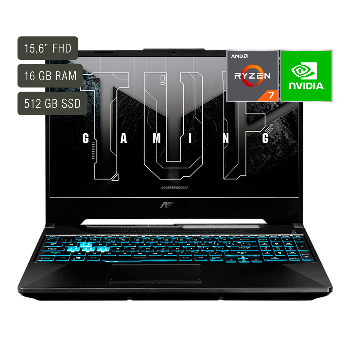Notebook Gamer Asus Tuf 15,6'' Ryzen 7 16GB 512GB WIN11 RTX3050 
