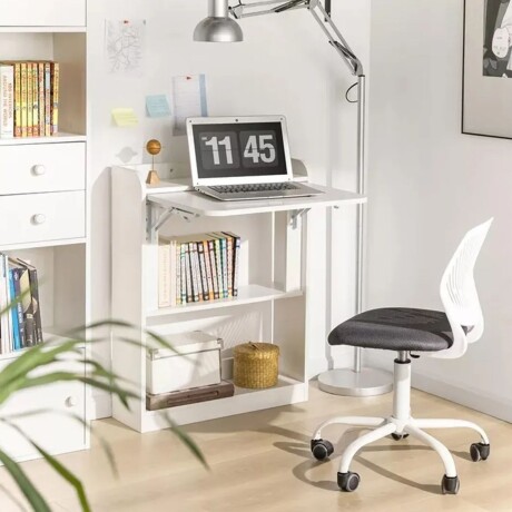 Escritorio plegable con estantes blanco Blanco