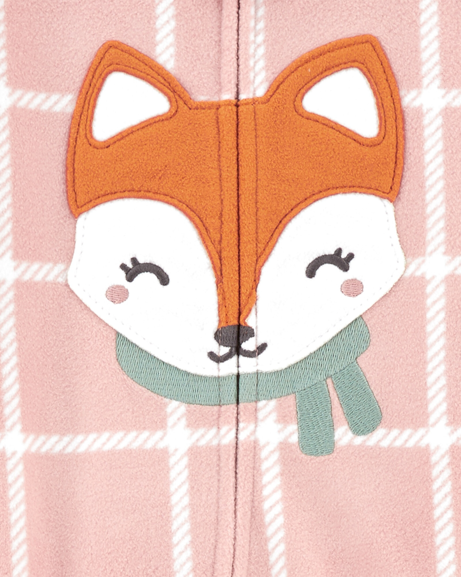 Pijama una pieza de micropolar, con pie, rosado, estampa zorro. Talles 12-24M Pijama una pieza de micropolar, con pie, rosado, estampa zorro. Talles 12-24M