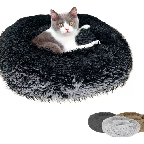 Cama Moises Felpa Suave Perros Gatos 50cm Pequeño Mediano Color negro