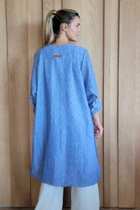 Kimono Ola Lino Azul Melange