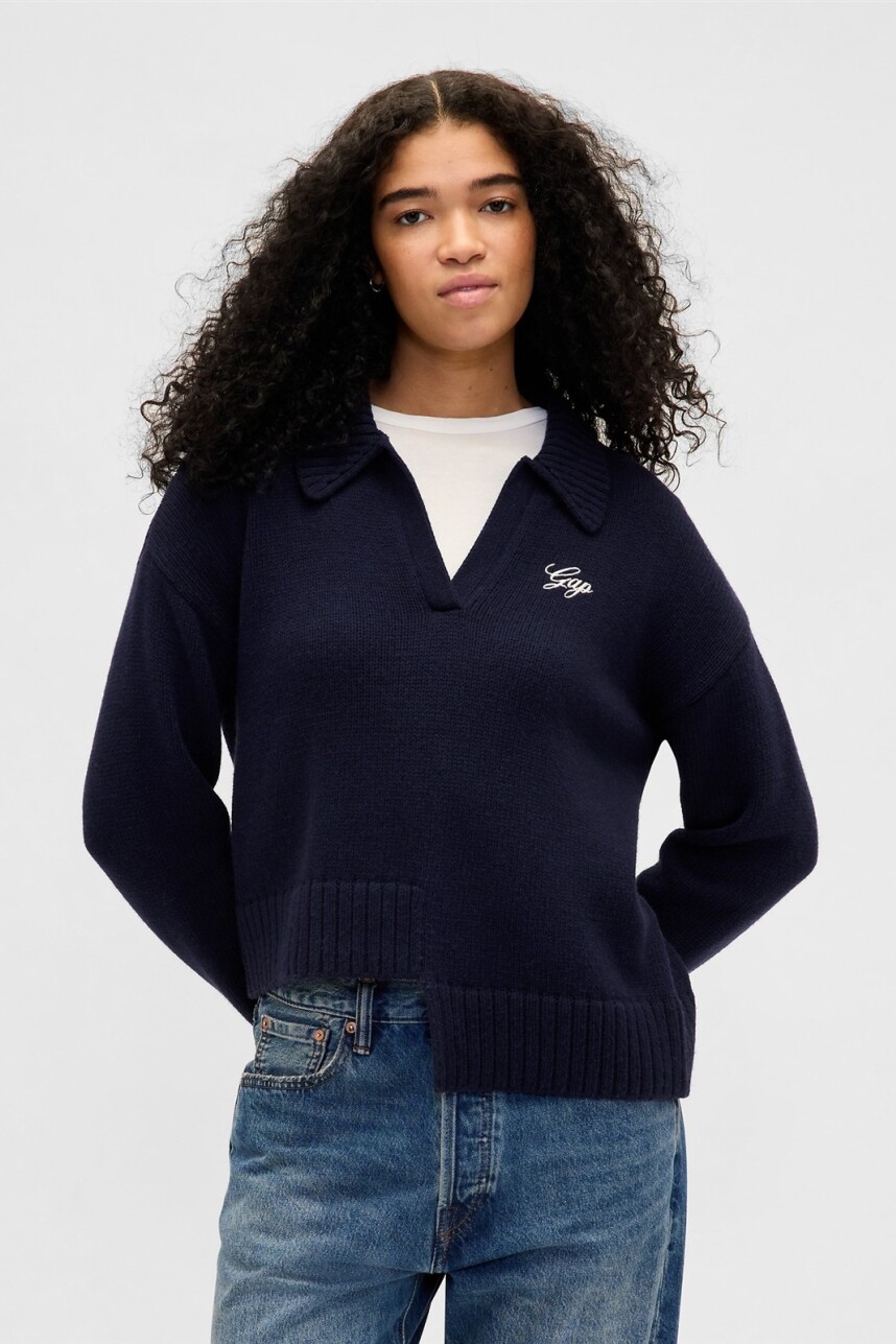 Buzo Polo Logo Gap Mujer Navy Uniform