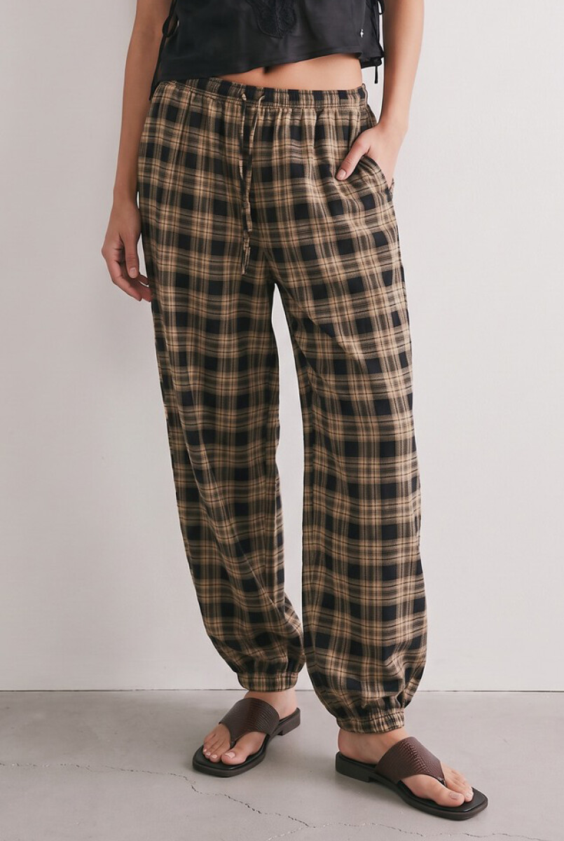 Pantalon A Cuadros - Negro 
