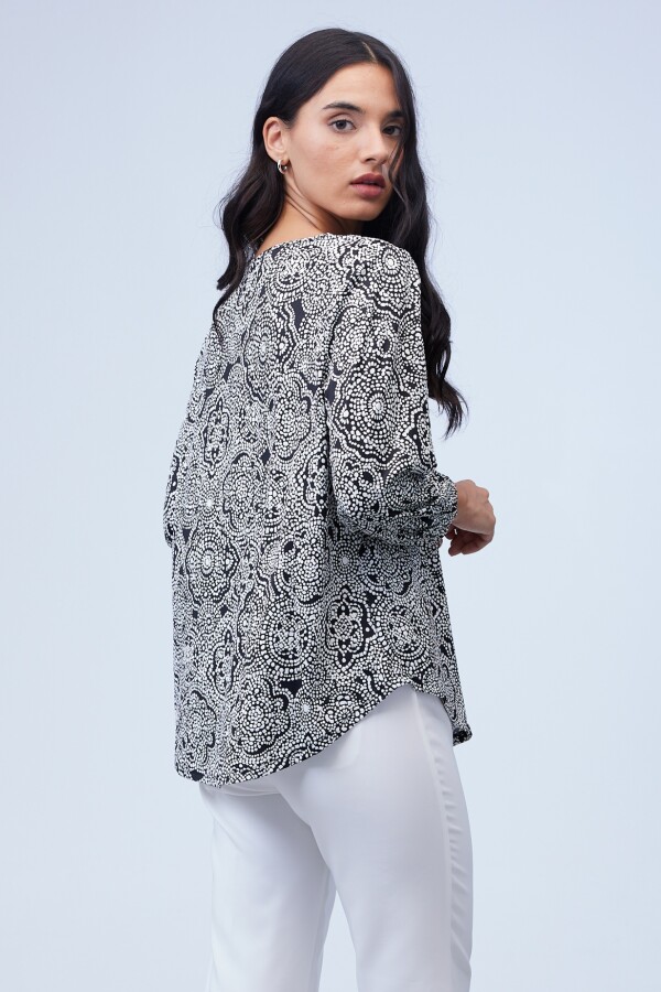 Blusa Keyhole NEGRO/BLANCO