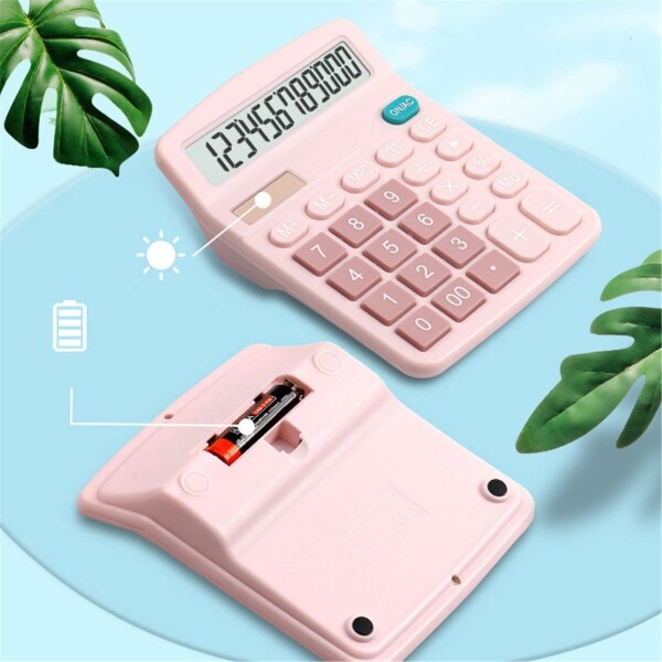 Calculadora Escritorio 12 Digitos Pantalla Grande Oficina Color Variante Rosado