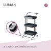 Carrito Organizador 3 Niveles Multiuso con Ruedas Negro