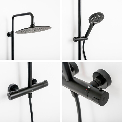 Griferia De Ducha Barral Exterior Linea Urban Up! Clever Negro Mate 000