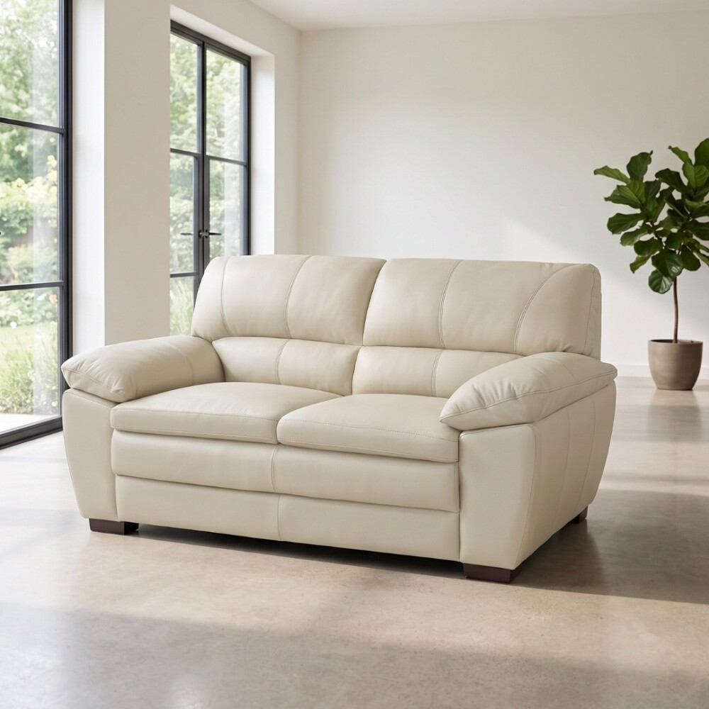 Sillón 100% Cuero - 2 Cuerpos Premium Arena
