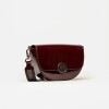Bandolera The Circle en cuero charol Burgundy Niquel
