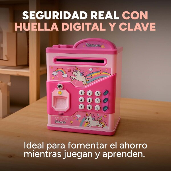 Alcancía Infantil Caja Fuerte Juguete Con Sonido Luces Variante Color Rosa