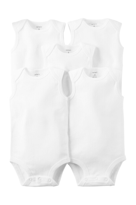 Pack cinco bodies de algodón sin mangas blancos Pack cinco bodies de algodón sin mangas blancos