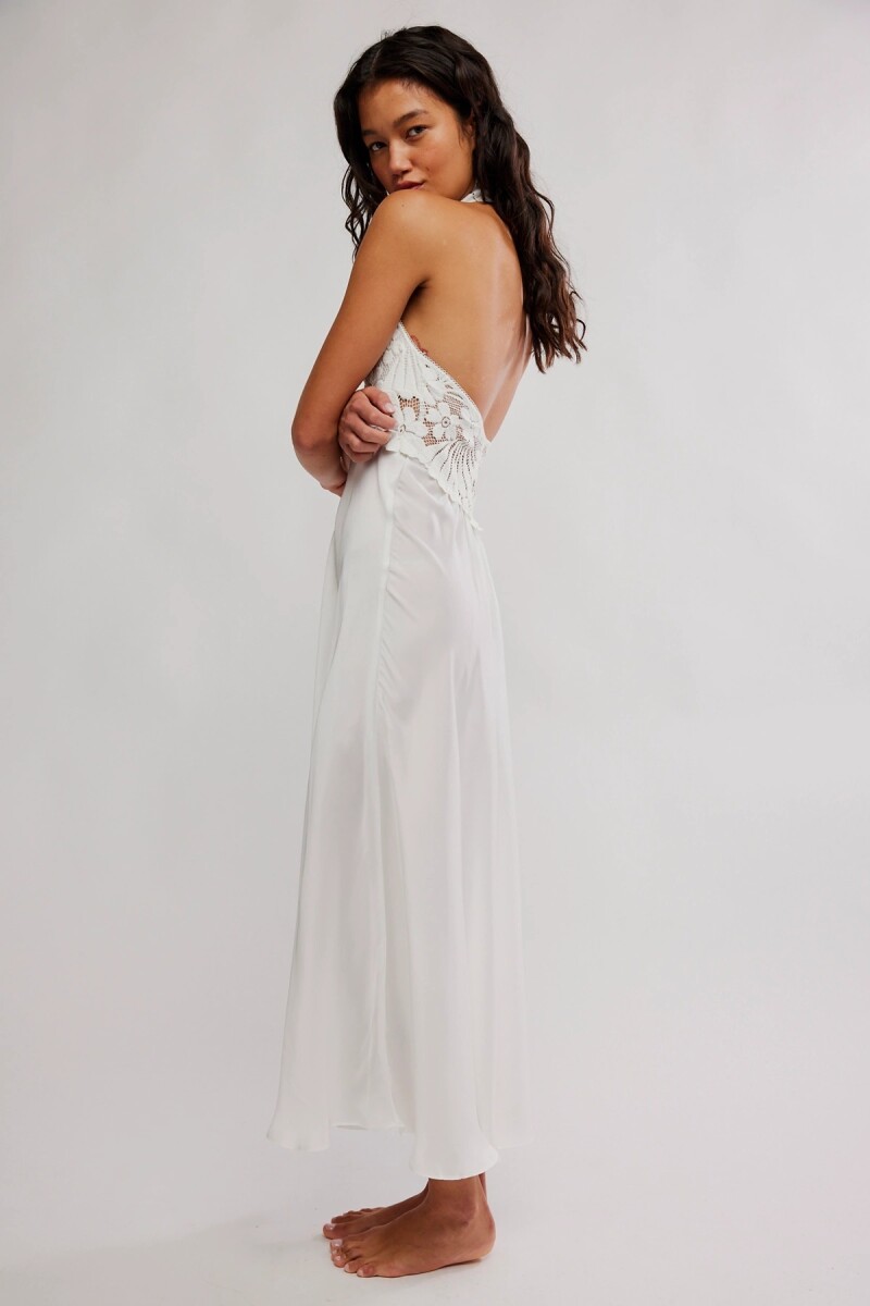 VESTIDO MIDI PETAL PARTY Marfil