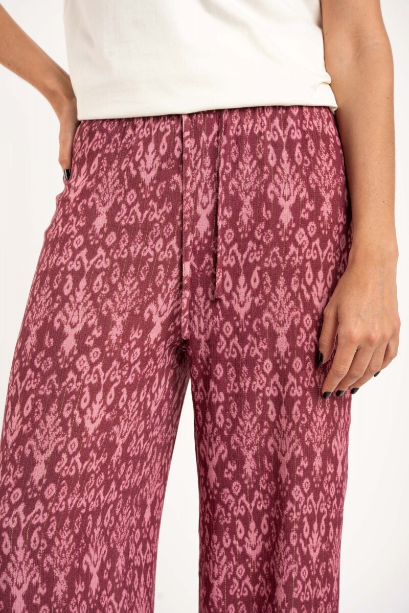 Pantalón Algodón Estampado Rosa