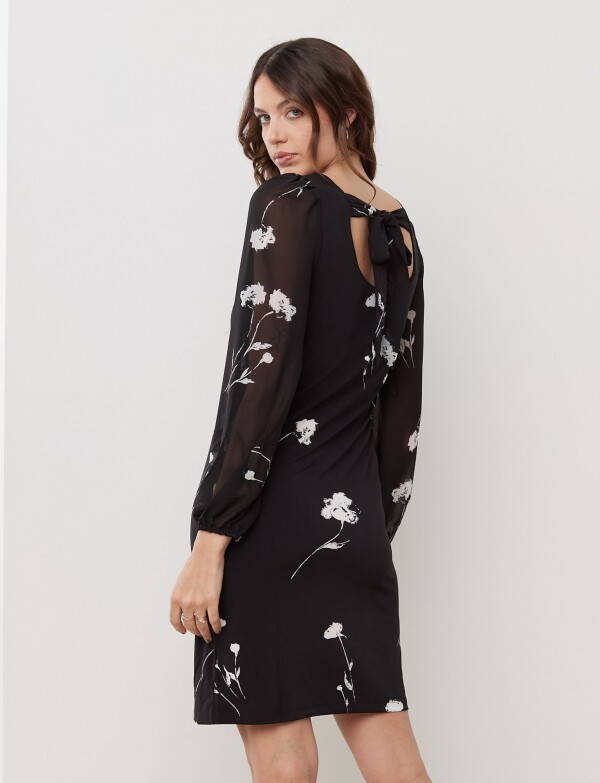 Vestido Flores NEGRO/BLANCO