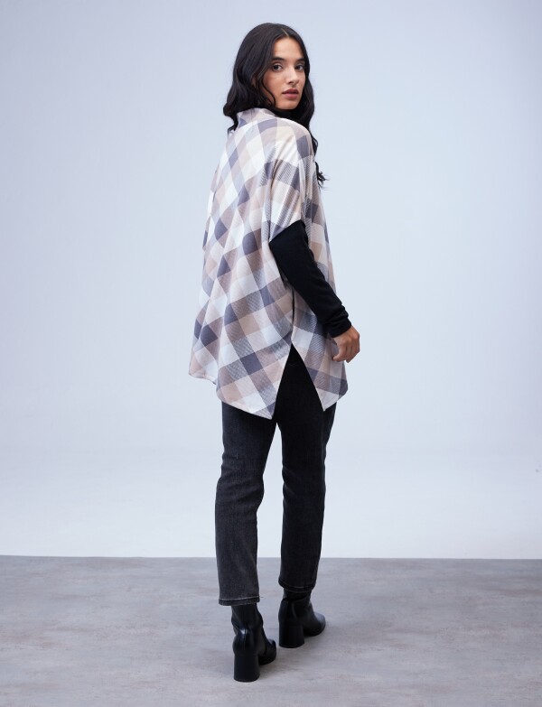 Cardigan Oversized Zip MULTI/BEIGE