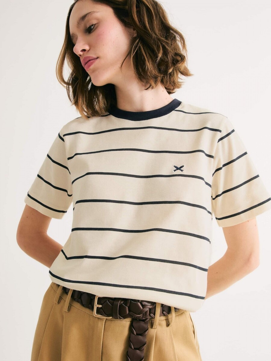 CAMISETA MANGA CORTA DE RAYAS - AZUL 