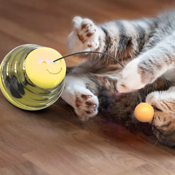 Juguete Gato Dispensador Comida Interactivo Mascota Alimento Color Variante Amarillo