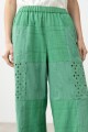 Pantalón patchwork de broderie verde