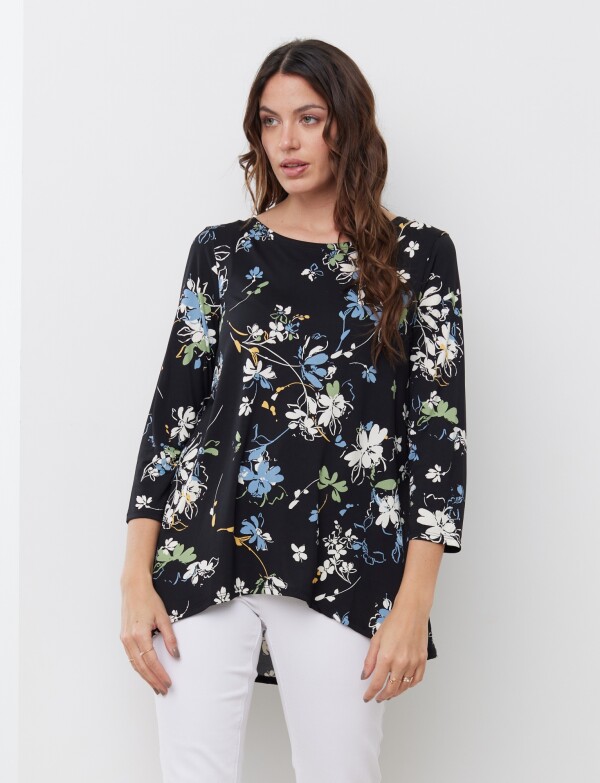 Remera Flores NEGRO/MULTI