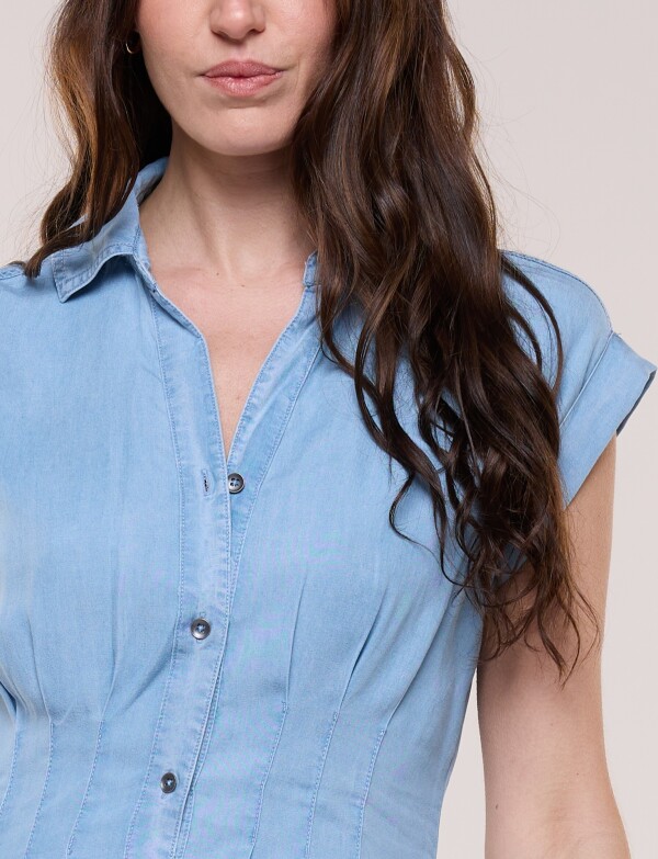 Vestido Camisero Entallado Denim JEAN CLARO