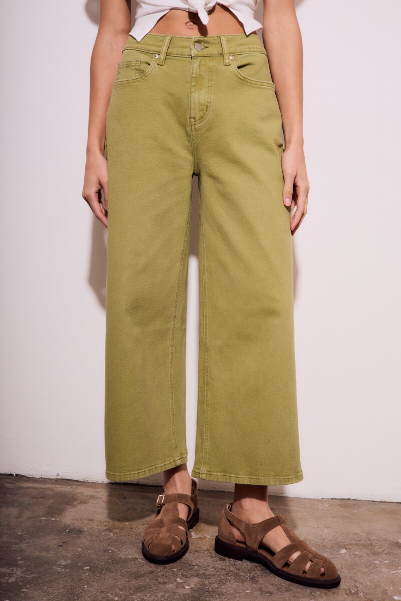 Jean Wide Lavado Oliva