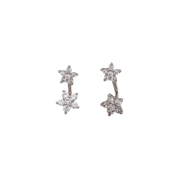 Caravanas Flor-Plata 925-Piedra Zirconia-CA3082 conpiedra