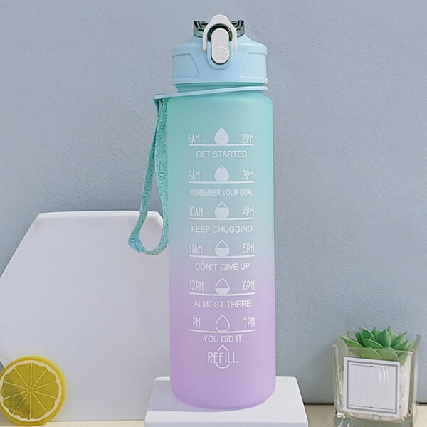 Botella De Agua Deportiva 750ml Motivacional Hidratacion Fit Variante Color Celeste
