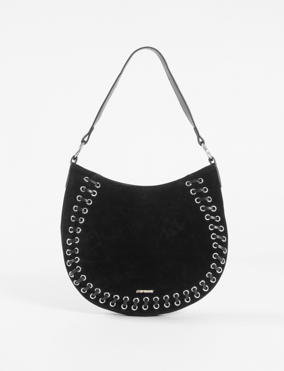Cartera de hombro suede trenzado - negro 