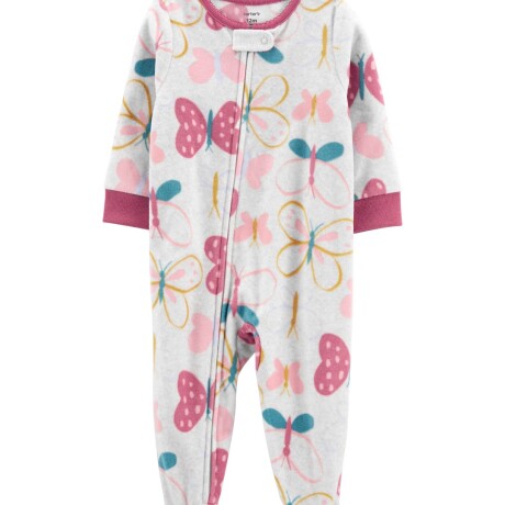 Pijama Carters 1 Pieza de Micropolar con Pie Mariposas BLANCO-ROSA