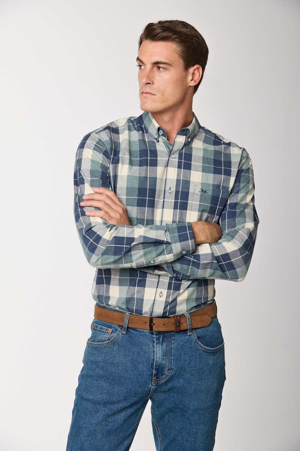 CAMISA CUADROS Beige