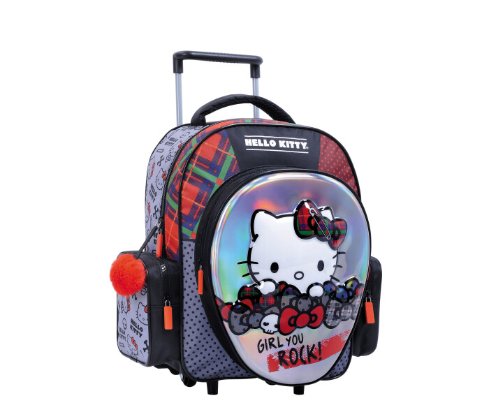 Mochila Hello Kitty Rock Carro Mini Negro/Gris/Rojo