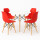 Juego de comedor Con Mesa Circular de 80cm + 4 Sillas Eames Rojo/Blanco