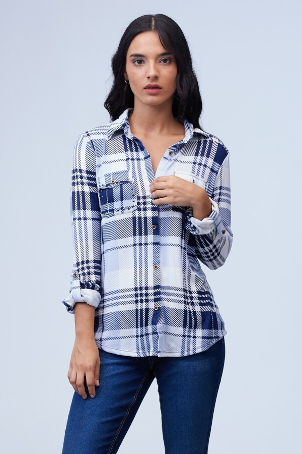 Camisa Soft Cuadrille AZUL/BLANCO