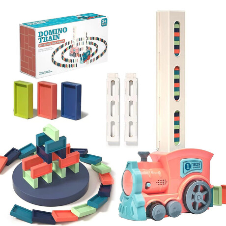 Tren Dominó Juego de Bloques Fichas 120 Pzas c/Sonidos y Luz Rosa