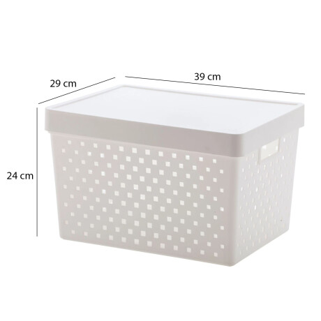 Caja Canasto Organizador Quadratta con Tapa en PP 39x29x24Cm Blanco
