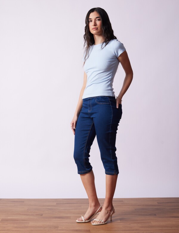 Remera Basica Ribs CELESTE