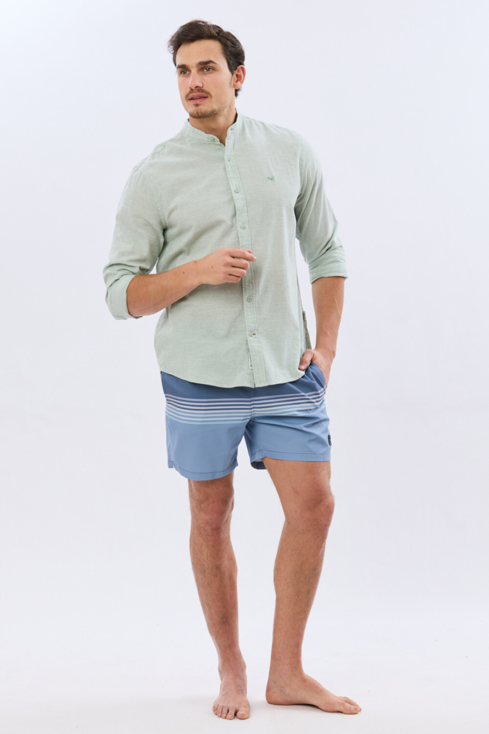 SHORT DE BAÑO RAYADO Azul