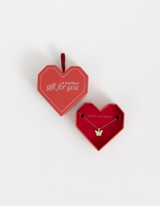 Cadena Corta con Dije Acero quirúrgico Collar Corto De Acero Quirúrgico Mariposa - Dorado