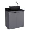 Mueble de baño suspendido Aster gris 60 cm con mesada granito sin bacha Mueble De Baño Suspendido Aster Gris 60 Cm Con Mesada Granito Sin Bacha