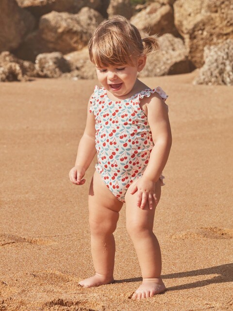 Bañador De Estampado Cerezas Blanco