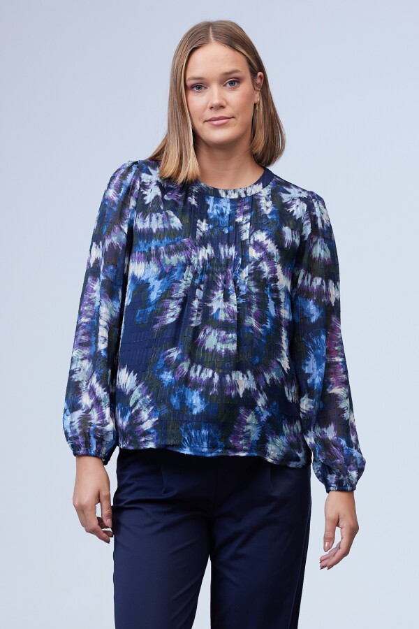 Blusa Gasa Shibori MULTI/AZUL