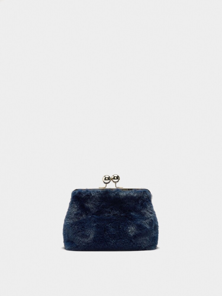 Bolso De Fiesta Efecto Pelo azul