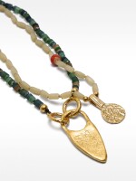 Set Collares De Abalorios De Piedra Y Cerámica verde