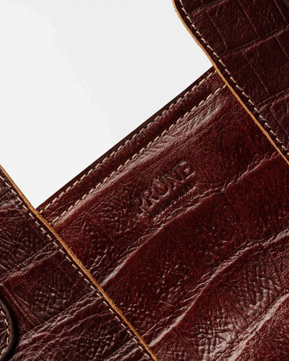 Shopper The Braided En Cuero Grabado Croco Red Tabaco