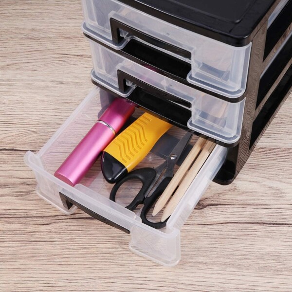 Organizador Plastico 3 Cajones Niveles Multiuso Baño Oficina Color Variante Negro