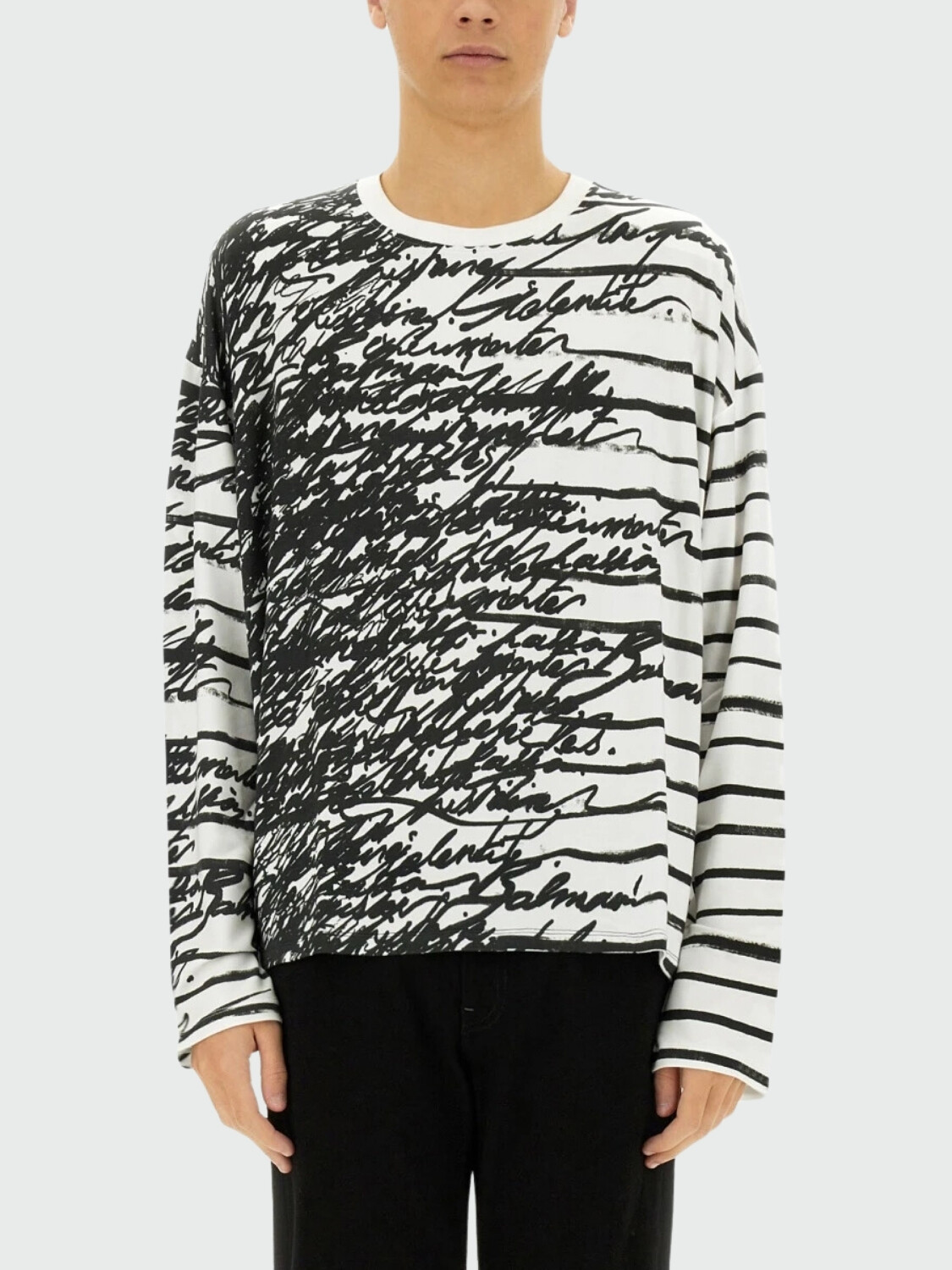 Balmain - Remera manga larga de algodón, Love Letter Blanco