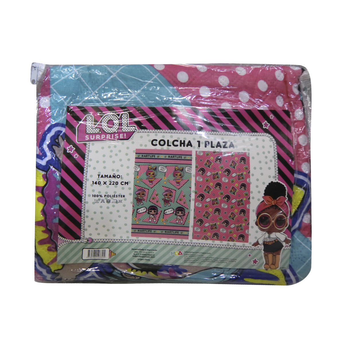 Colcha Infantil LOL Surprise 1 Plaza 100% Microfibra - Turquesa 